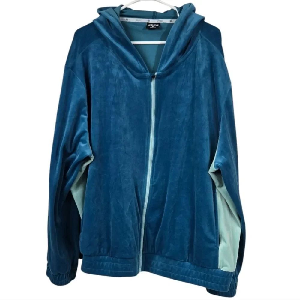 Zelos 3X Velour Zip Hoodie Teal Plush Velvet Lounge Jacket Cozy Plus Size 24W - Picture 12 of 12